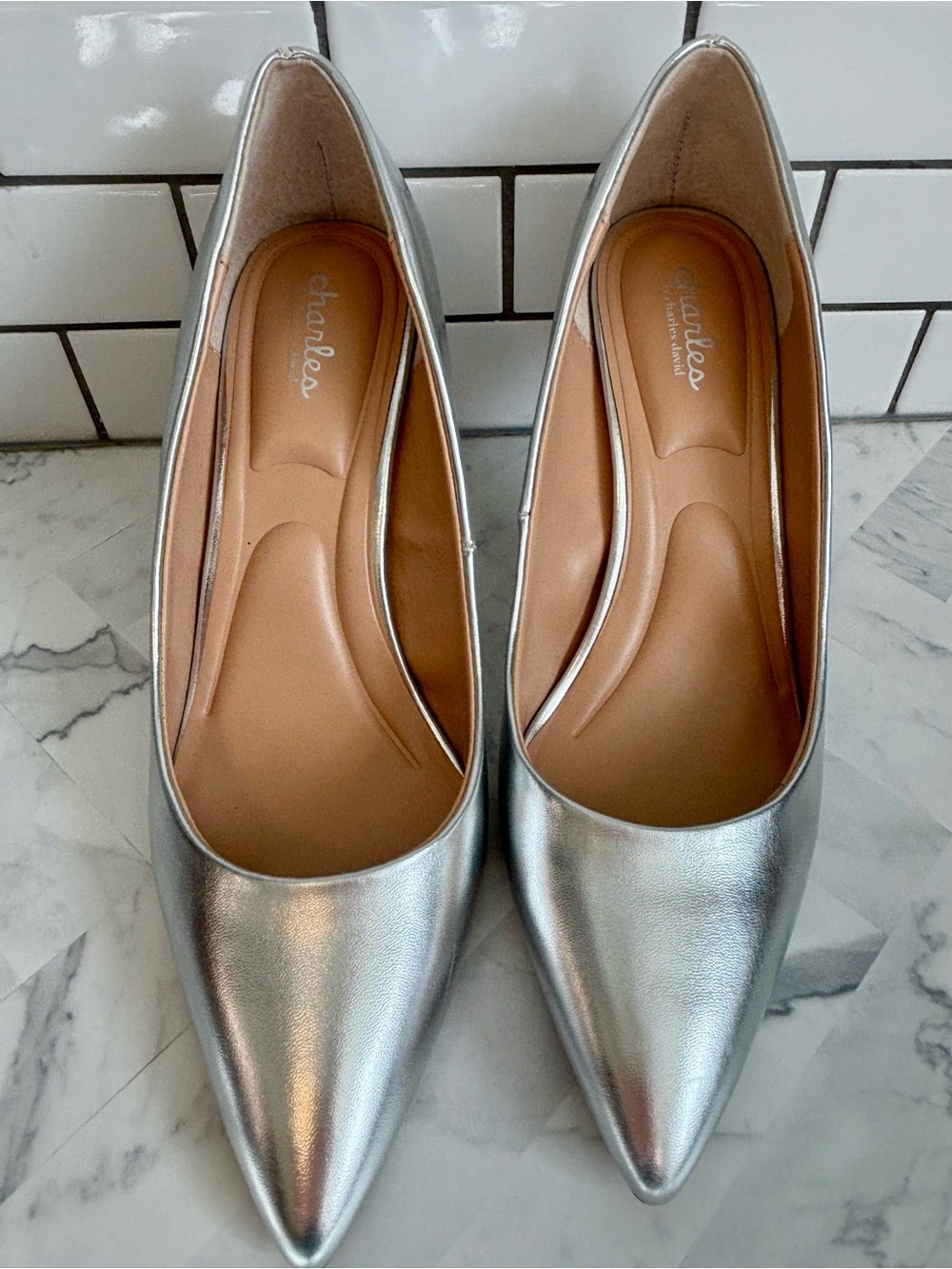 Charlies Metallic Silver Pointed-Toe Women’s Flats